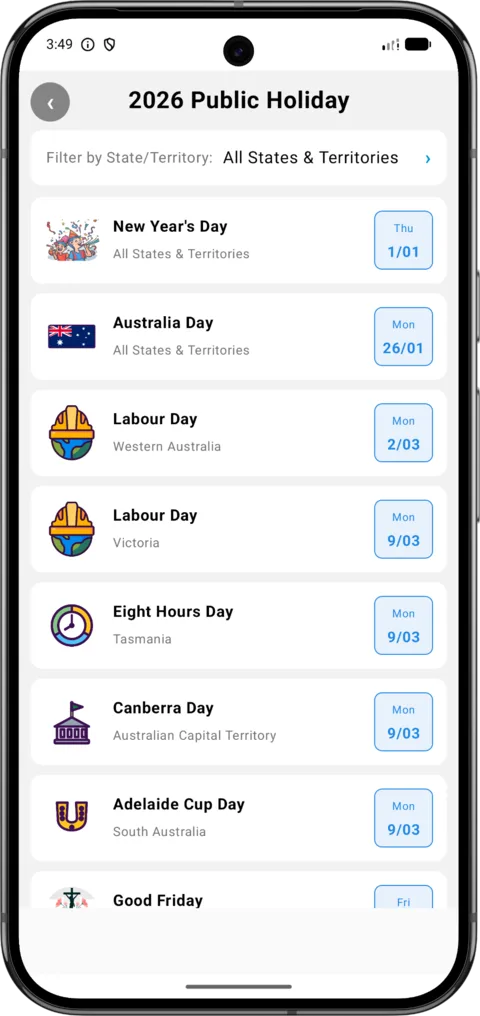 Australia Calendar on Android, screenshot 5