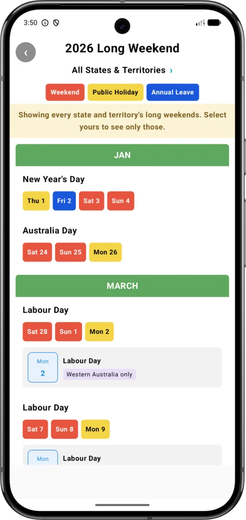 Australia Calendar on Android, screenshot 7