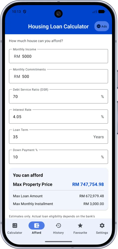 Housing Loan Calculator on Android, screenshot 3