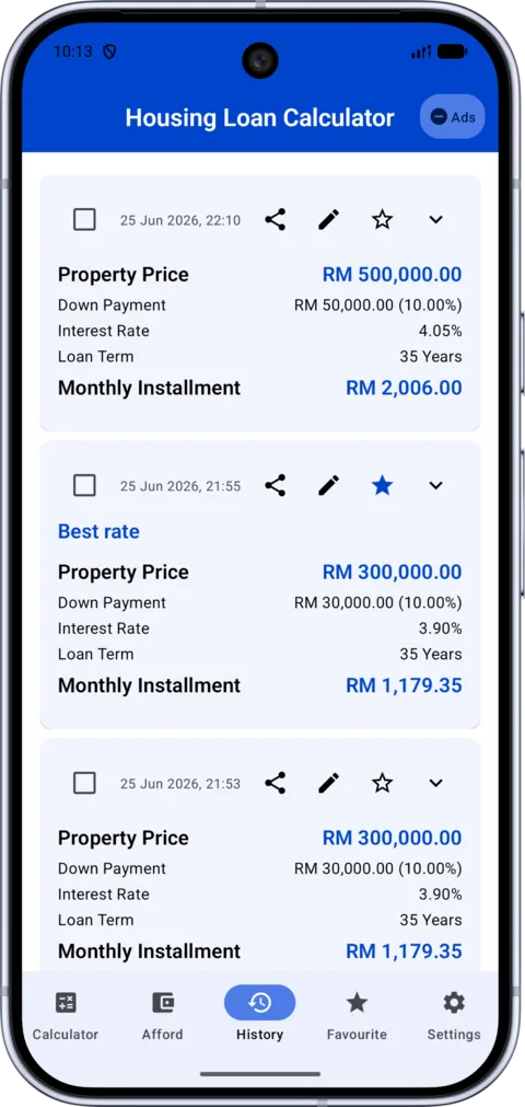 Housing Loan Calculator on Android, screenshot 4