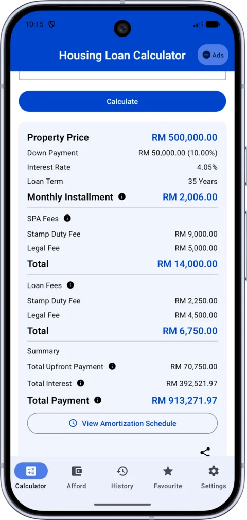 Housing Loan Calculator on Android, screenshot 8