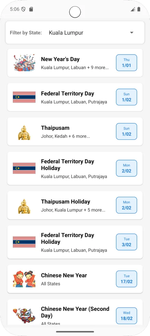 Malaysia Calendar on Android, screenshot 6
