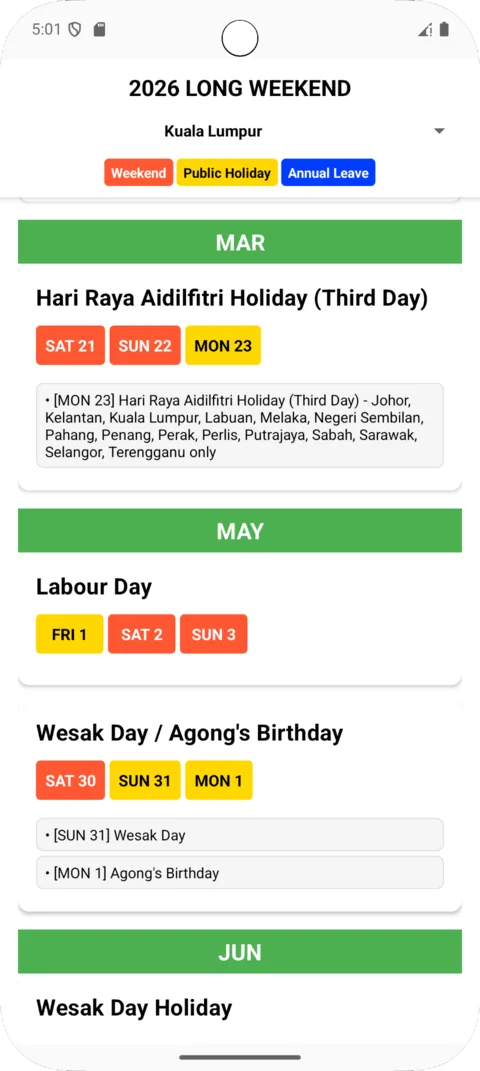 Malaysia Calendar on Android, screenshot 7