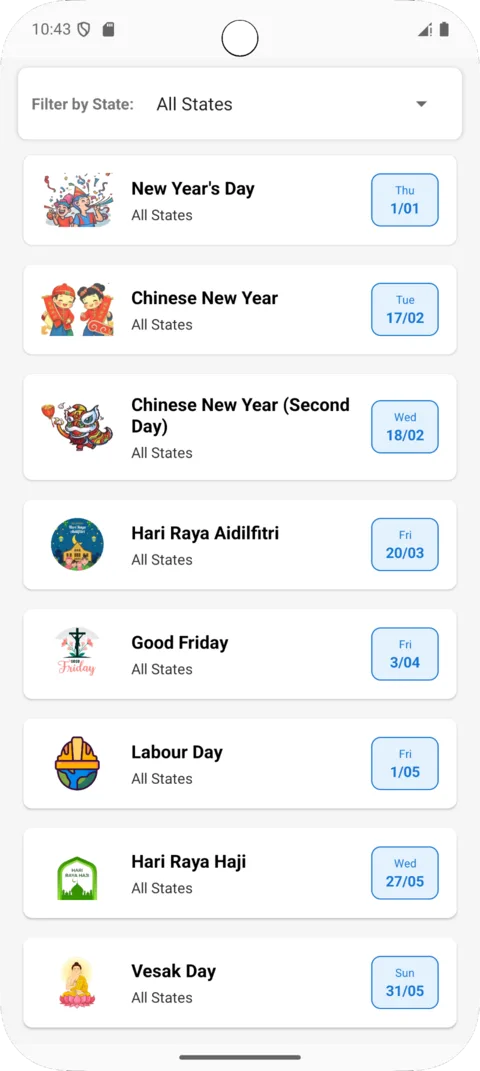 Singapore Calendar on Android, screenshot 6